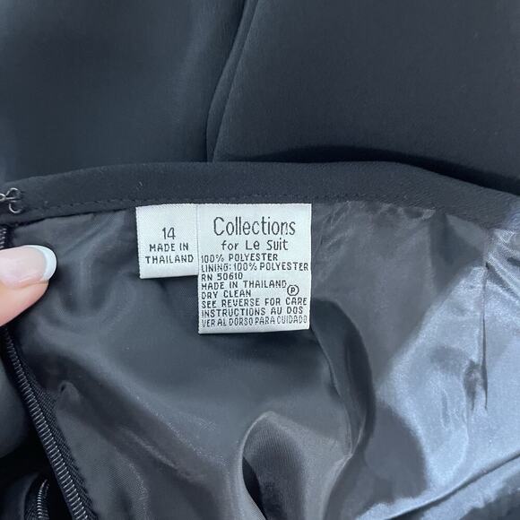 Le Suit Collections Skirt size 14 Navy Blue Straight Knee Career Professional - Picture 8 of 8